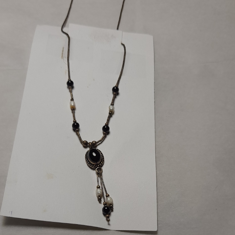 Elegant Black and White Beaded Necklace